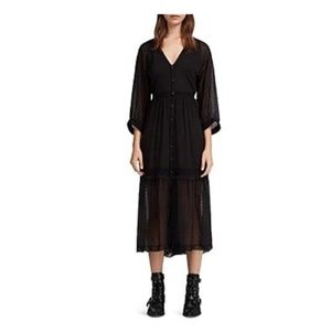 ALLSAINTS Palma Swiss Dot Maxi Dress In Black